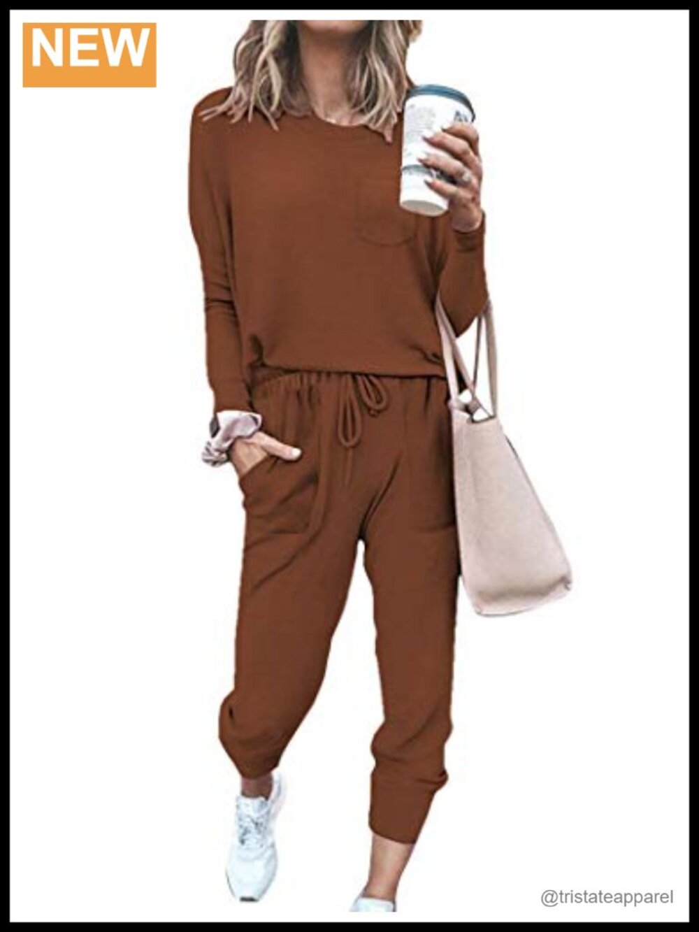 Two Piece Lounge Set Long Sleeve Pullover Jogger Pants Polyester Spandex